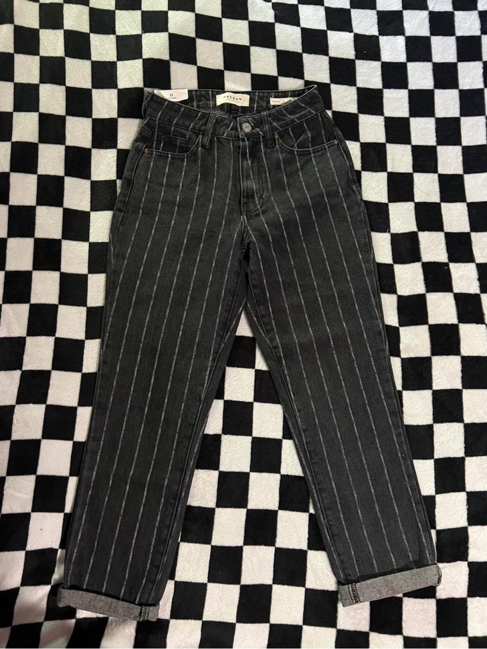 PacSun Black Pinstripe Mom Jeans Waist 23